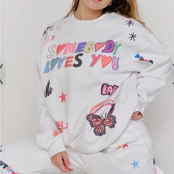 Mayfair x ISCREAMCOLOUR “Somebody Loves You” Graphic Crewneck Sweatshirt O/S - Picture 1 of 14